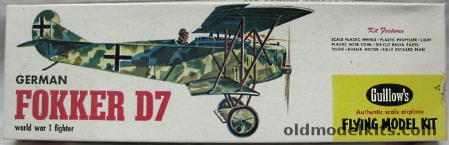 Guillows Fokker D-VII - 18 inch Wingspan Rubber Powered Balsa Wood Kit, WW-4 plastic model kit